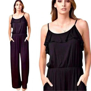 "Love" Black Ruffle Jumpsuit